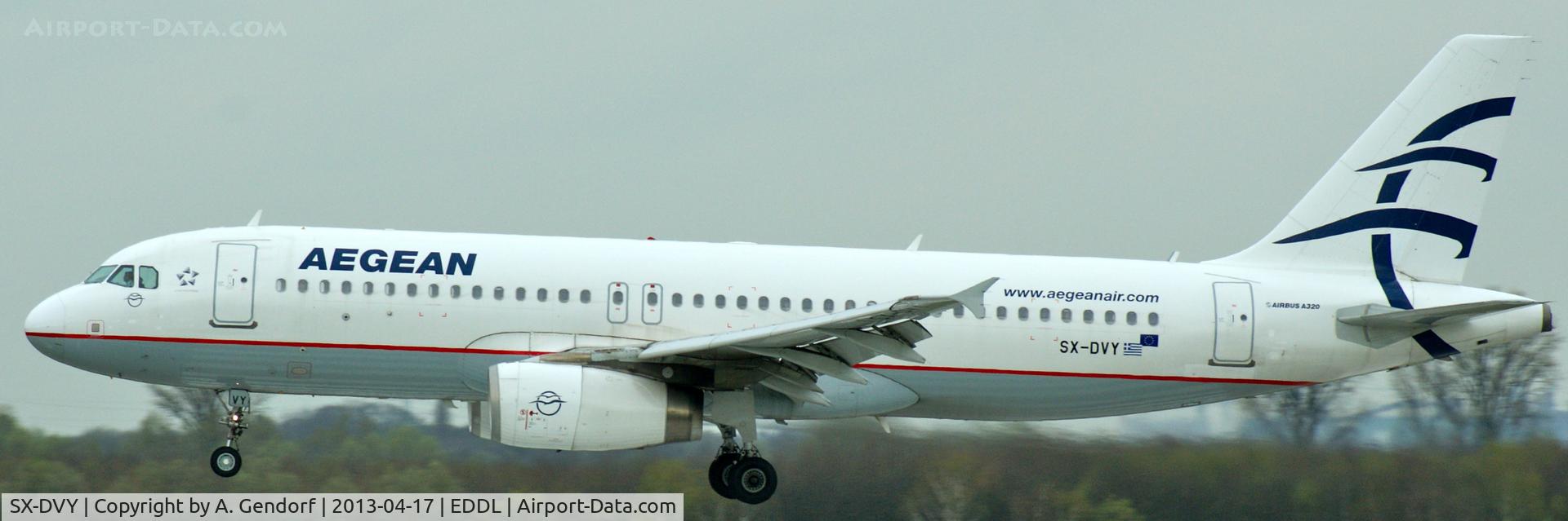SX-DVY, 2009 Airbus A320-232 C/N 3850, Aegean, on finals at Düsseldorf Int´l (EDDL)