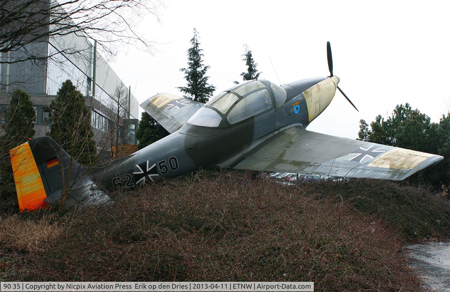 90 35, Focke-Wulf FWP-149D C/N 049, 6250 is the Gate Guard of Wunstorf AB carrying the fake registration of 50 years LTG-62; real identity is 9035