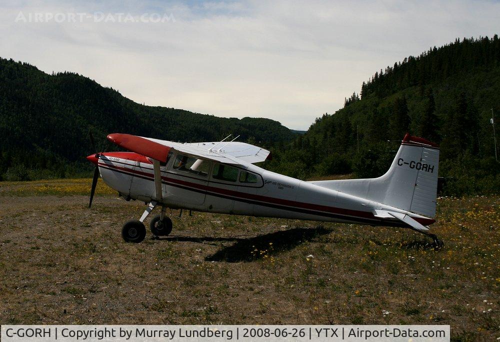 C-GORH, 1982 Cessna A185F Skywagon 185 C/N 18504332, Tied down at Telegraph Creek, British Columbia.