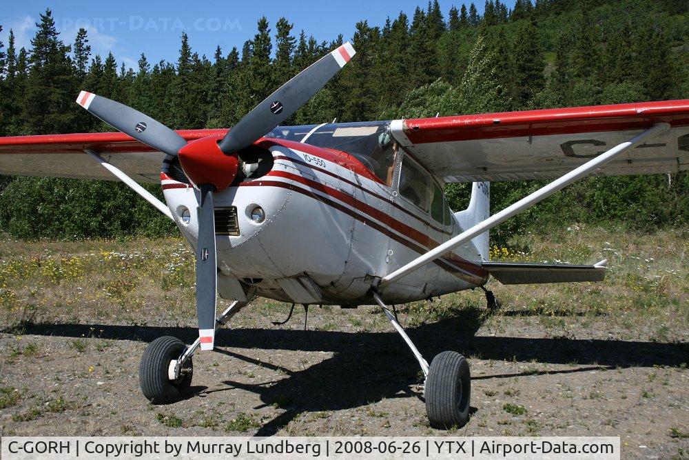 C-GORH, 1982 Cessna A185F Skywagon 185 C/N 18504332, Tied down at Telegraph Creek, British Columbia.