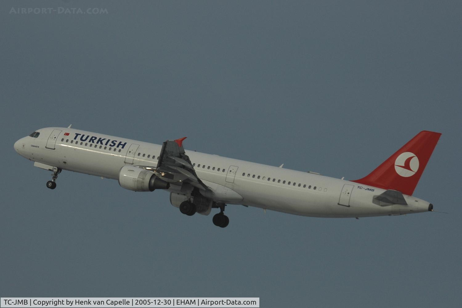 TC-JMB, 1995 Airbus A321-111 C/N 541, Turkish Airlines A321 taking off from Amsterdam Schiphol airport.