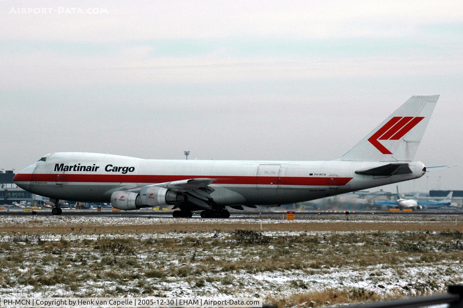 PH-MCN, 1991 Boeing 747-228F C/N 25266, Martinair Cargo Boeing 747-200 freighter taxying at Amsterdam Schiphol airport, the Netherlands.