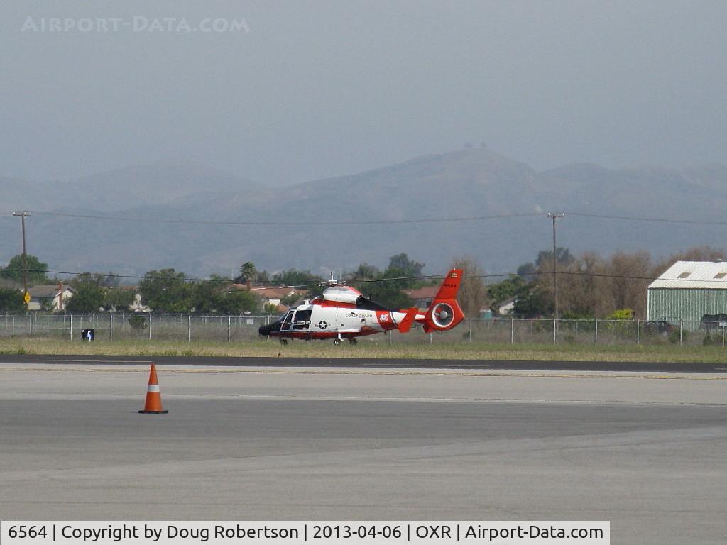 6564, 1987 Aerospatiale HH-65C Dolphin C/N 6250, Aerospatiale MH-65C DOLPHIN of USCG, two Turbomeca Arriel 2C-CG Turboshaft engines 934 shp each, landed OXR. 6564 repainted of USCG Los Angeles?