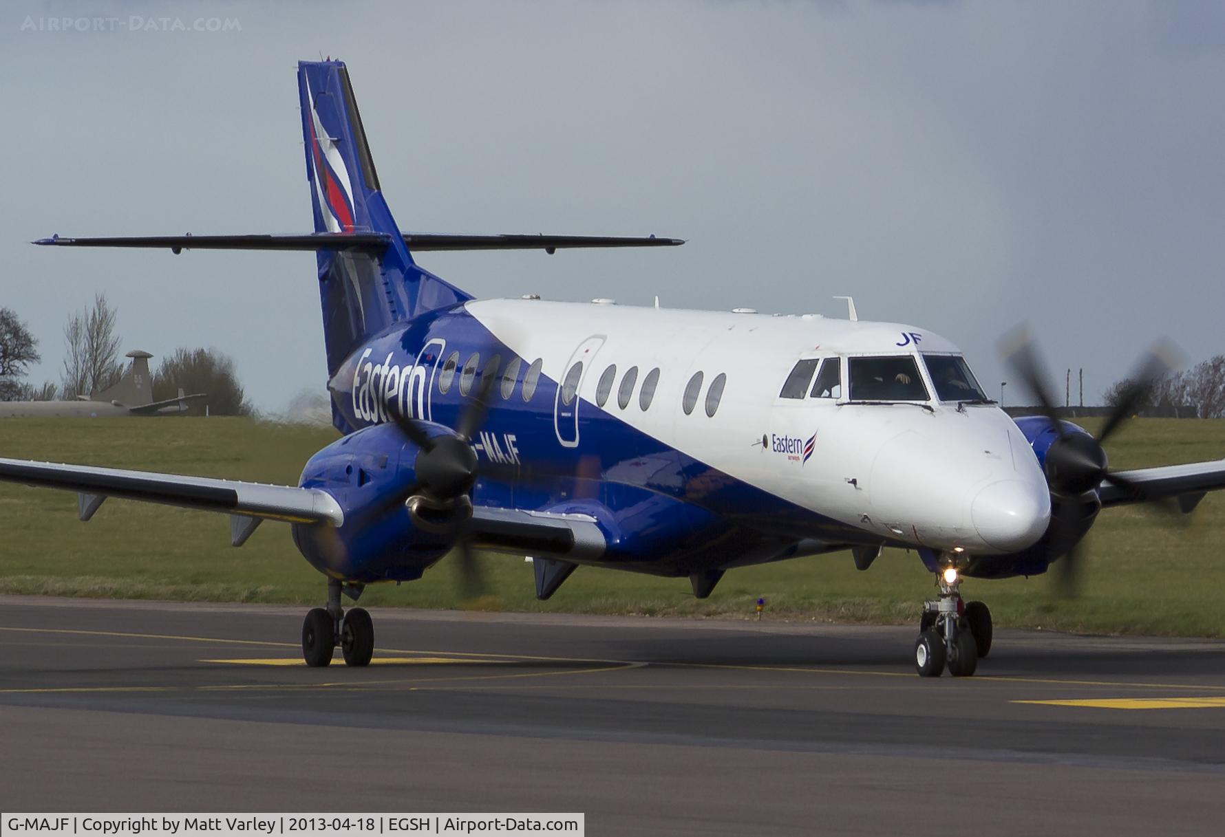 G-MAJF, 1992 British Aerospace Jetstream 41 C/N 41008, taxiing to stand.