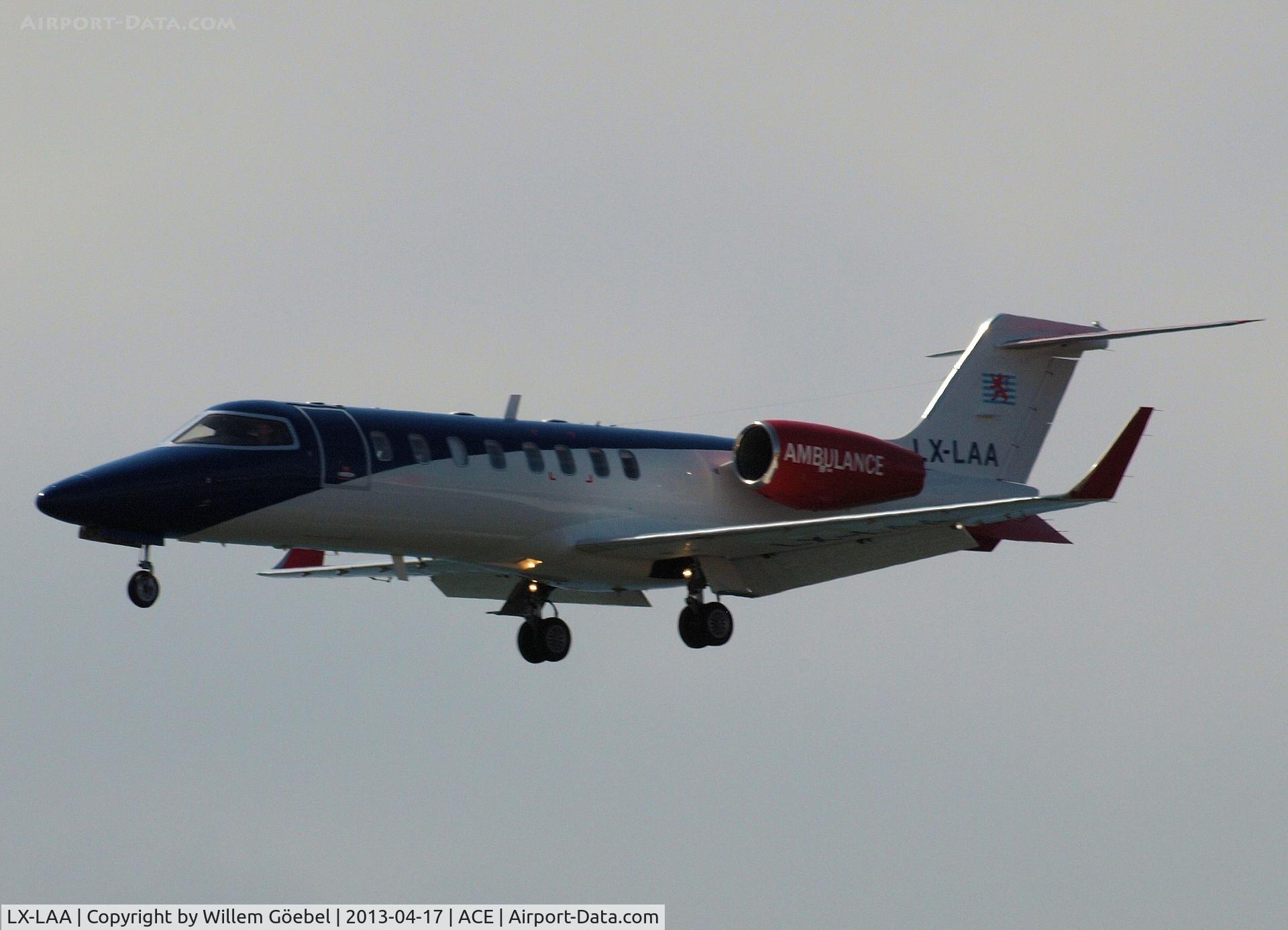 LX-LAA, 2006 Learjet 45 C/N 45-308, Landing om Lanzarote Airport