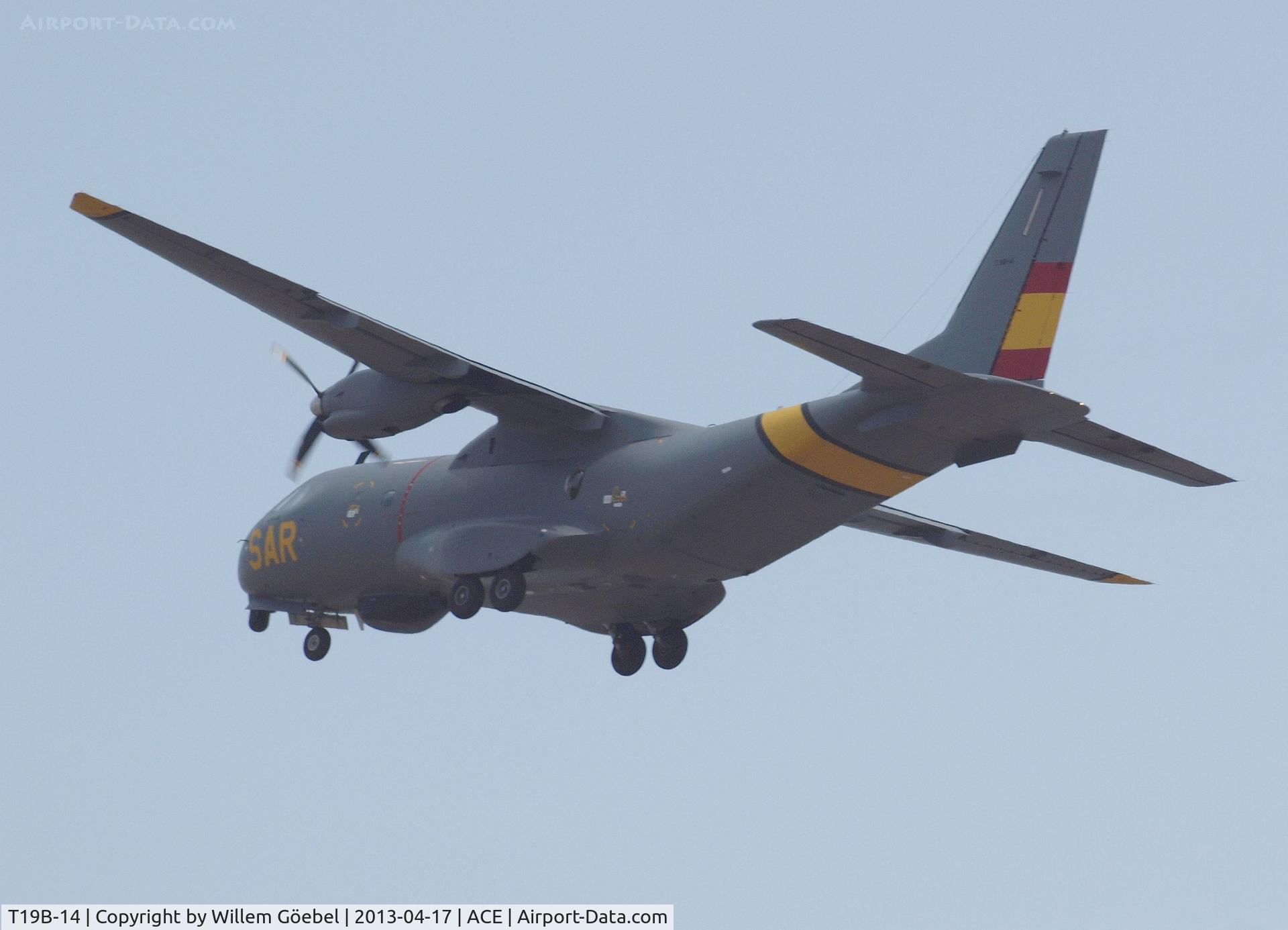 T19B-14, 1992 Airtech CN-235-100M C/N C059, Fly over Lanzarote Airport for landing