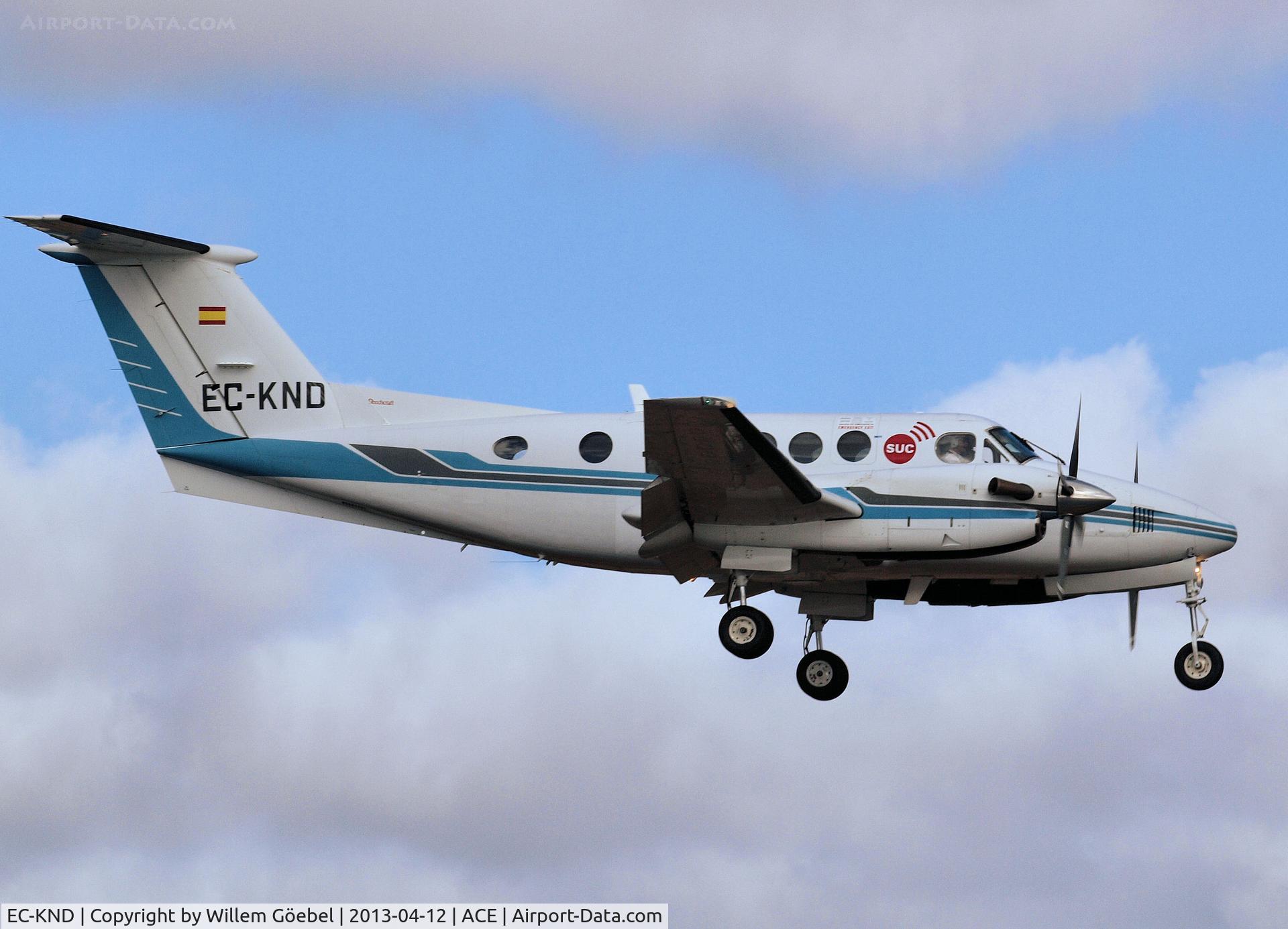 EC-KND, 1997 Raytheon B200 King Air C/N BB-1564, Landing on Airport of Lanzarote