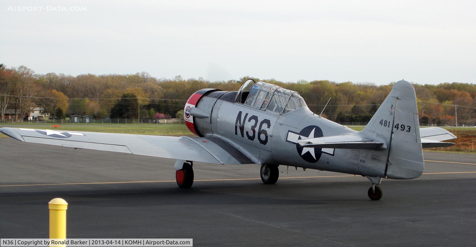N36, 1944 North American AT-6F Texan C/N 121-42765, Taxi Orange
