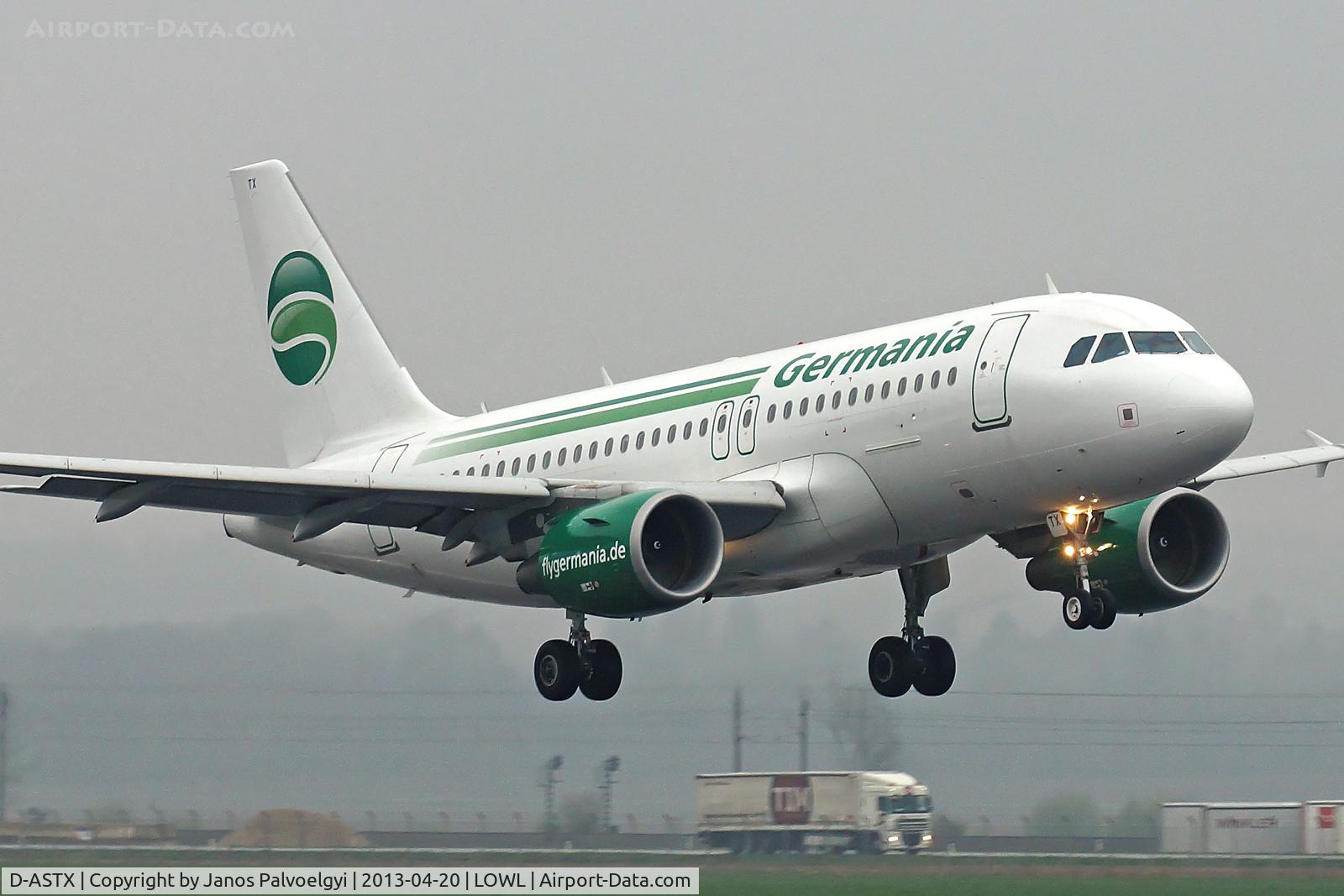D-ASTX, 2007 Airbus A319-111 C/N 3202, Germania Airbus A319-111 final approach in LOWL/LNZ