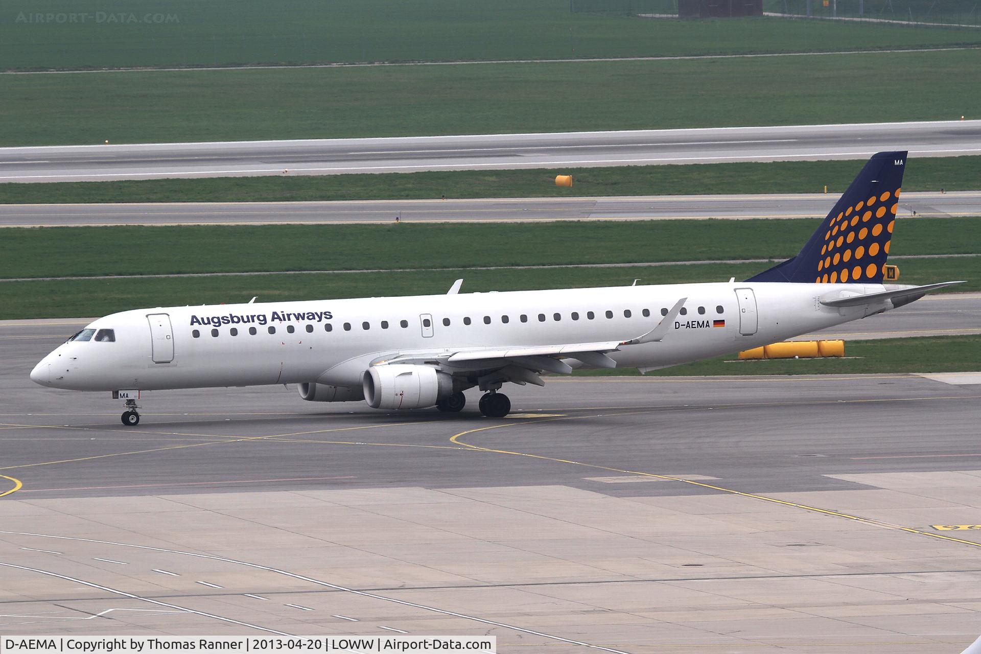 D-AEMA, 2009 Embraer 195LR (ERJ-190-200LR) C/N 19000290, Augsburg Airways Embraer 190