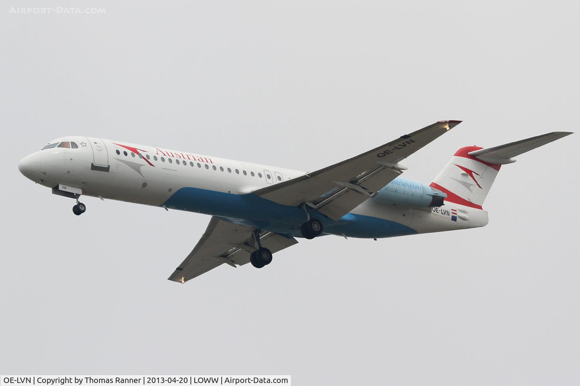 OE-LVN, 1991 Fokker 100 (F-28-0100) C/N 11367, Austrian Fokker 100
