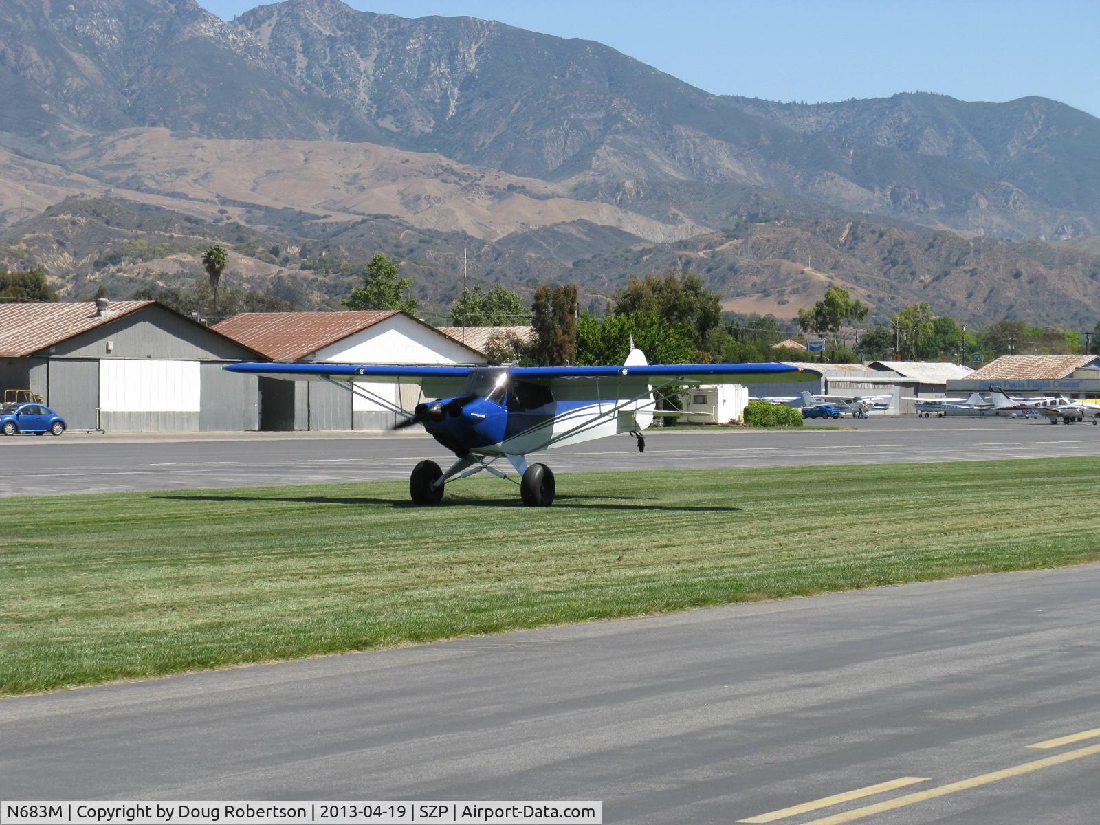 N683M, 2012 Cub Crafters CC11-160 Carbon Cub SS C/N CC11-00239, 2012 CubCrafters CC11-160 CARBON CUB LSA, Lycoming O-360-based CC340 with O-320 cylinders rated for 180 Hp for 5 minutes, 80 Hp cruise. wing Micro vortex generators, STOL bird. Touch & Go Rwy 22L grass
