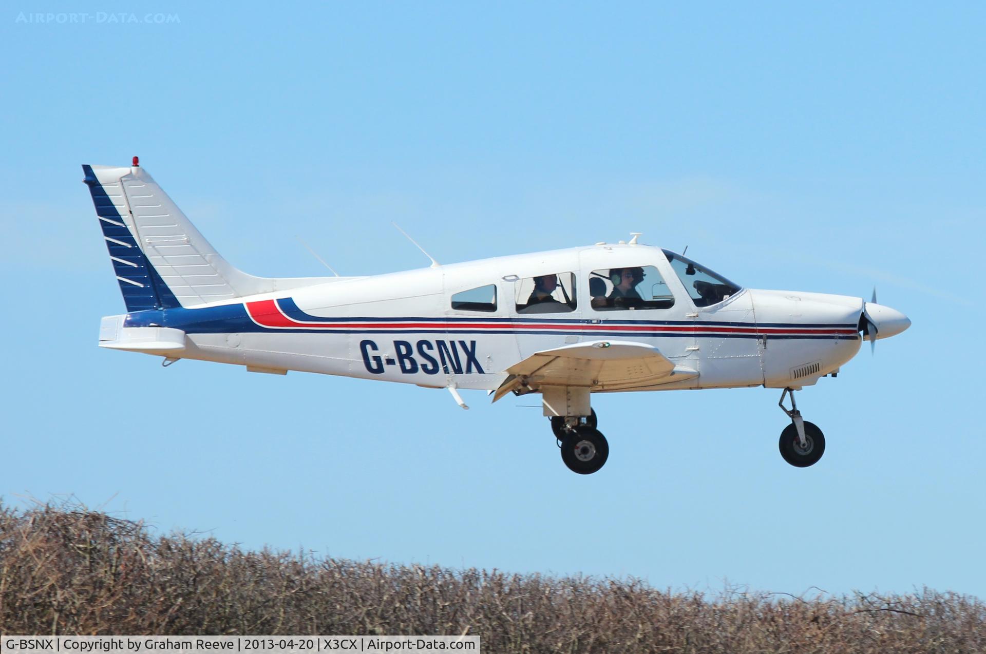 G-BSNX, 1979 Piper PA-28-181 Cherokee Archer II C/N 28-7990311, About to touch down at Northrepps.