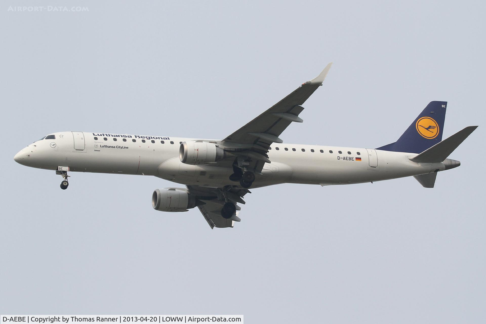 D-AEBE, 2010 Embraer 195LR (ERJ-190-200LR) C/N 19000350, Lufthansa City Line Embraer 190