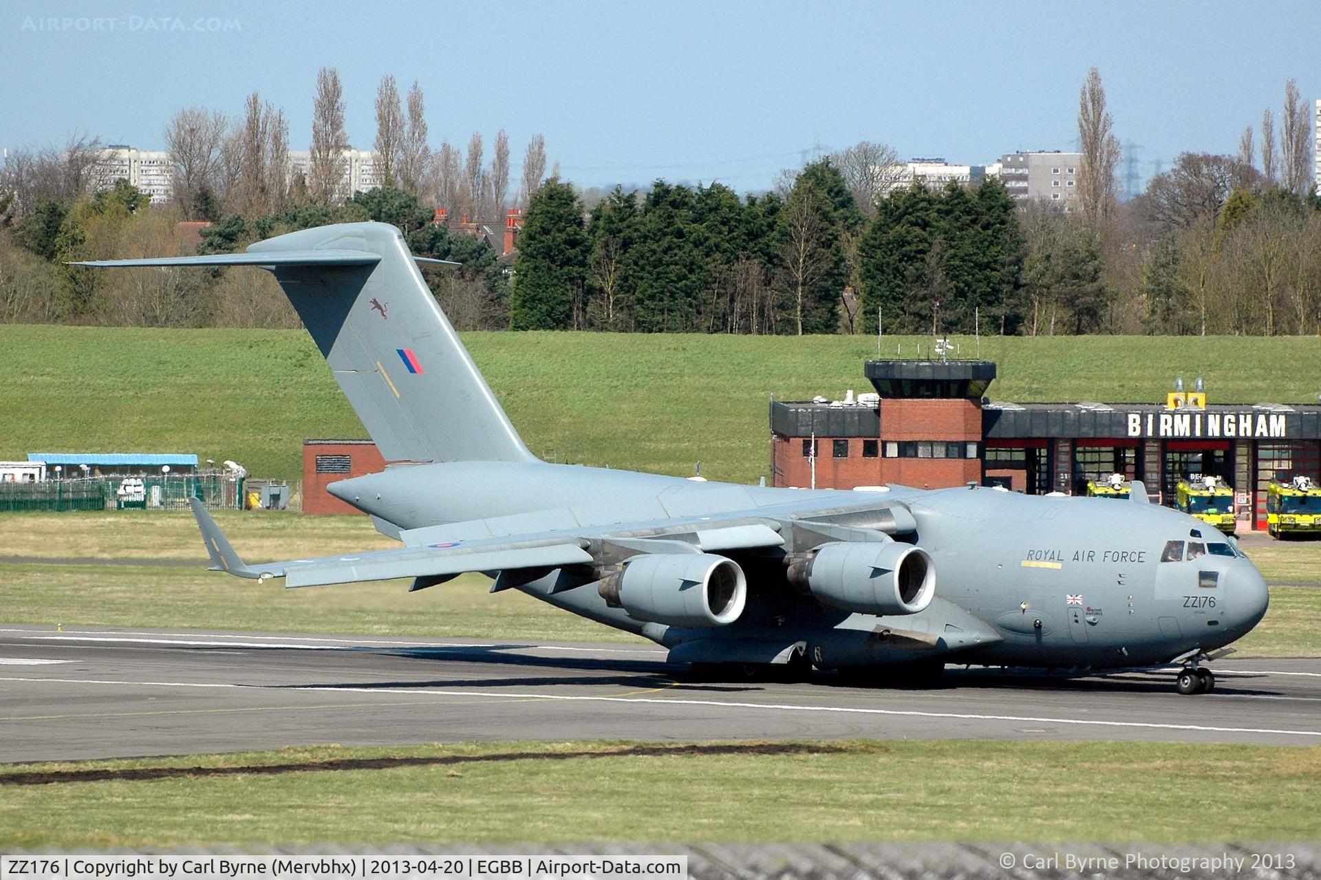 ZZ176, 2008 Boeing C-17A Globemaster III C/N F-190, Taken from the Elmdon Multi-Storey car park.