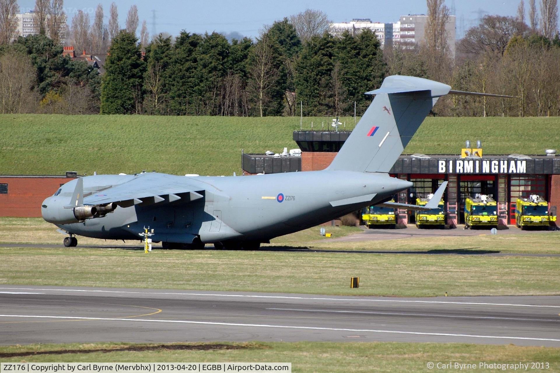 ZZ176, 2008 Boeing C-17A Globemaster III C/N F-190, Taken from the Elmdon Multi-Storey car park.