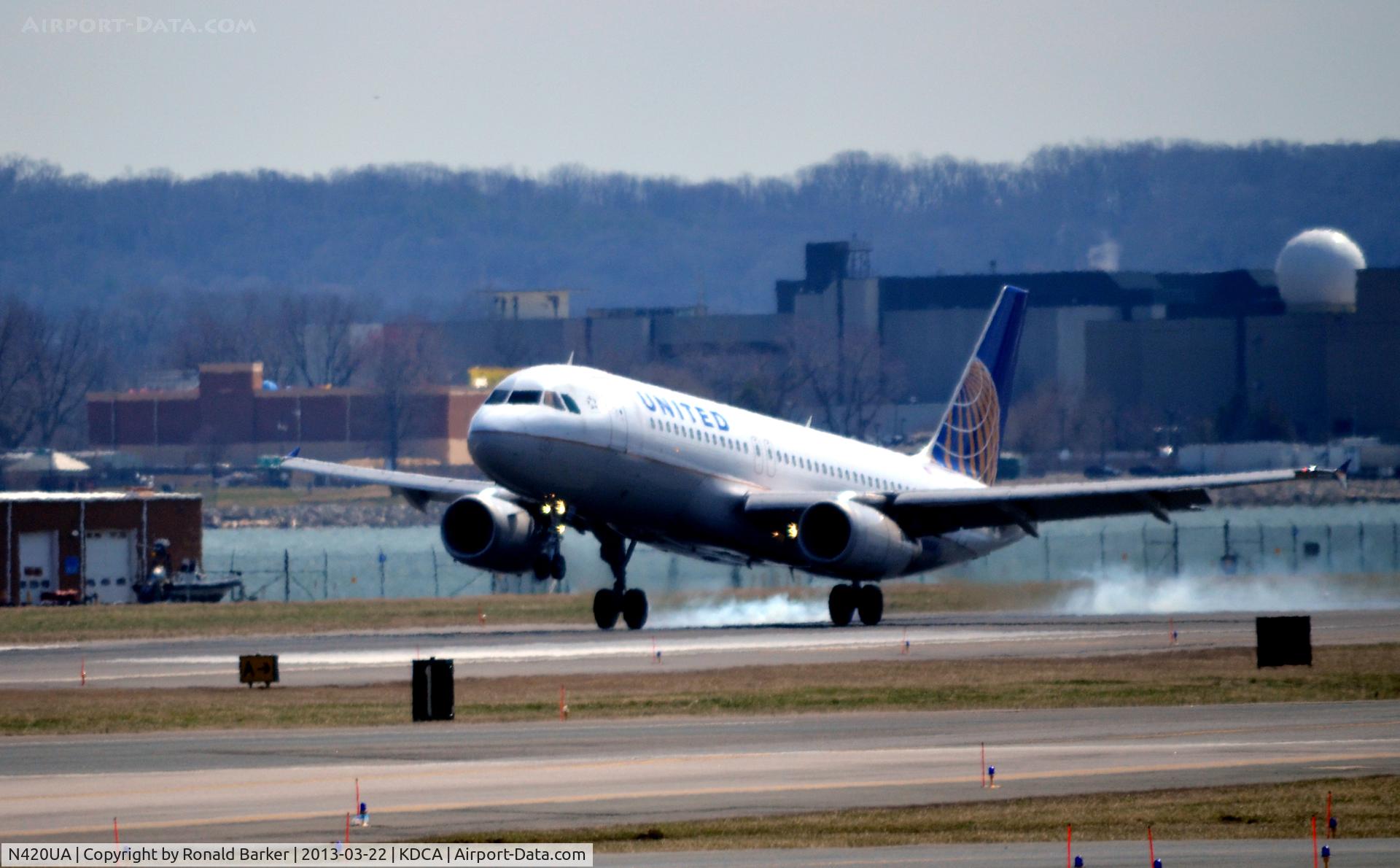 N420UA, 1994 Airbus A320-232 C/N 489, Landing DCA