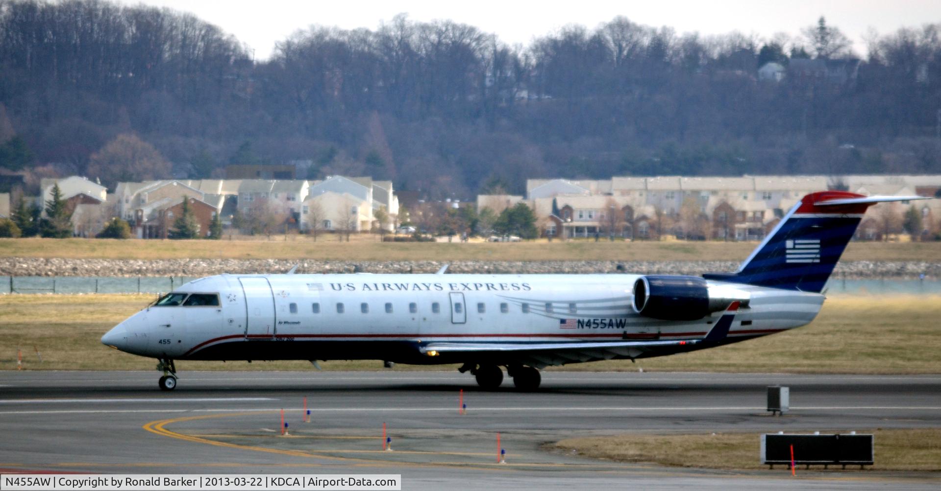 N455AW, 2003 Bombardier CRJ-200LR (CL-600-2B19) C/N 7848, Takeoff roll  DCA