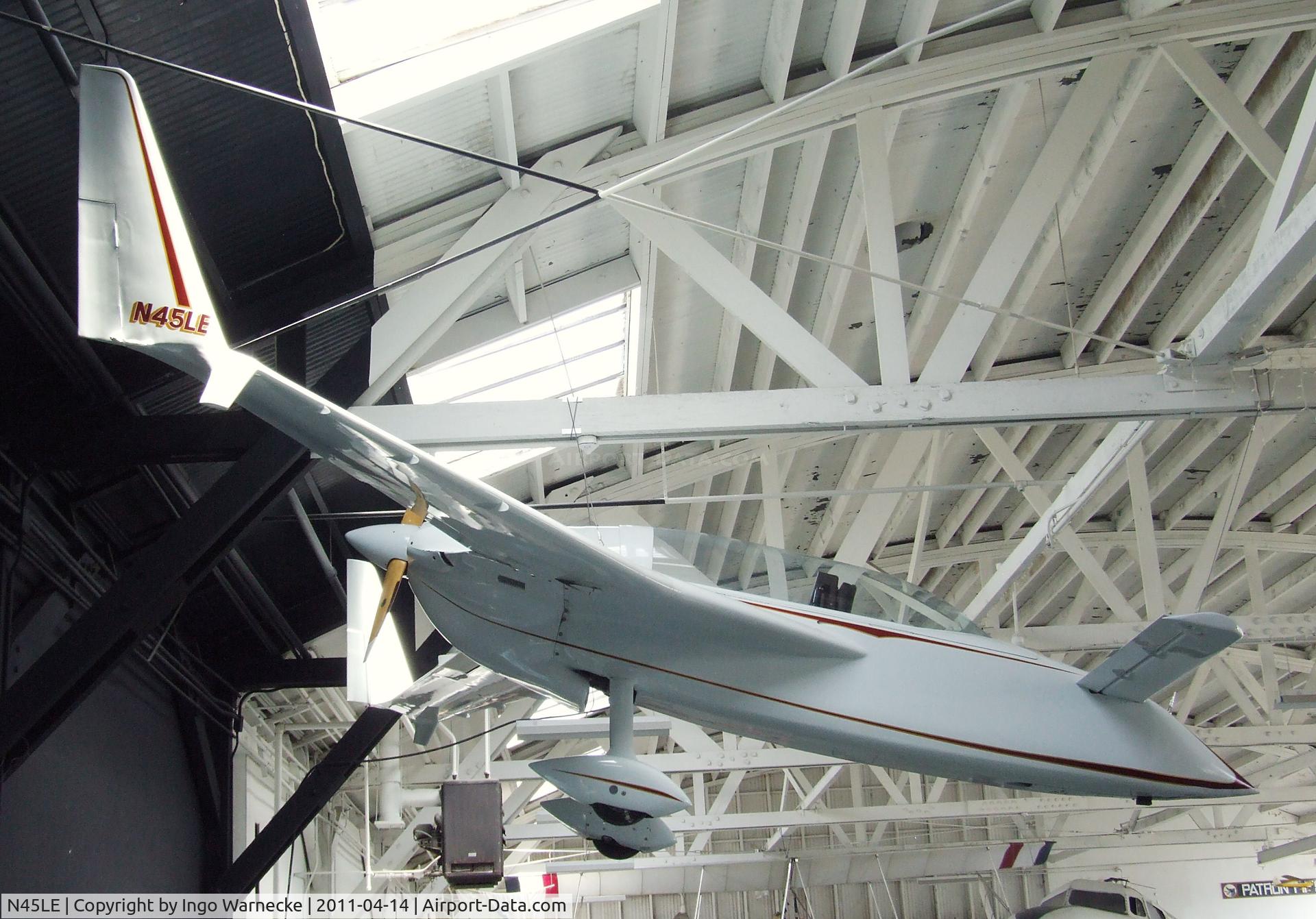 N45LE, 1981 Rutan VariEze C/N 1491, Rutan (L M Ellis) VariEze at the Oakland Aviation Museum, Oakland CA