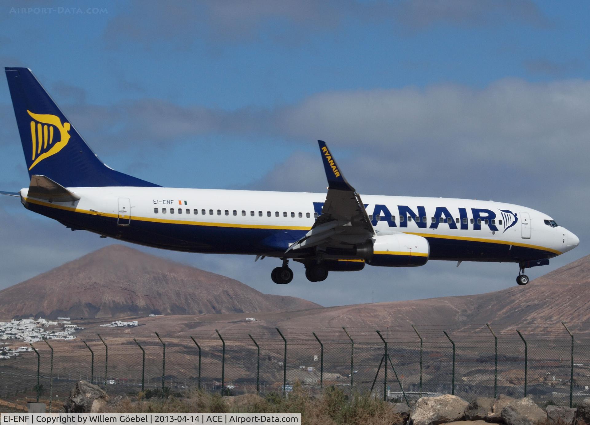 EI-ENF, 2010 Boeing 737-8AS C/N 35034, Landing on Airport of Lanzarote