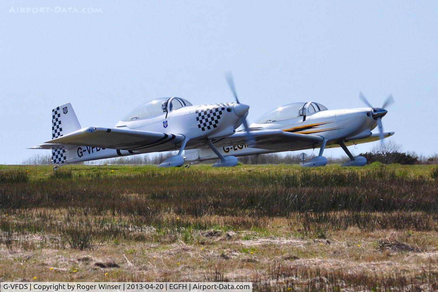G-VFDS, 2012 Vans RV-8 C/N PFA 303-14637, Resident Vans RV-8's waiting for a departure slot.  G-EGRV in the background.