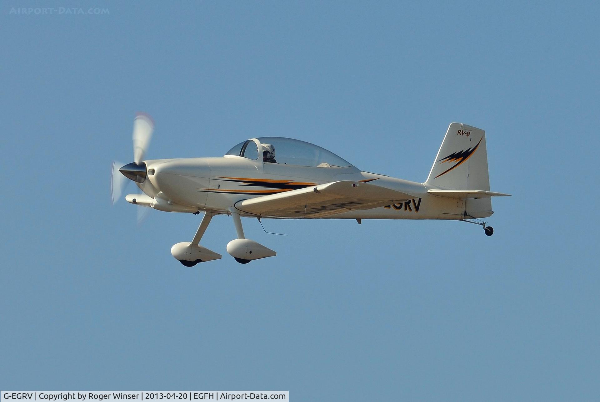 G-EGRV, 2007 Vans RV-8 C/N PFA 303-13639, Resident Vans RV-8 departing Runway 22.