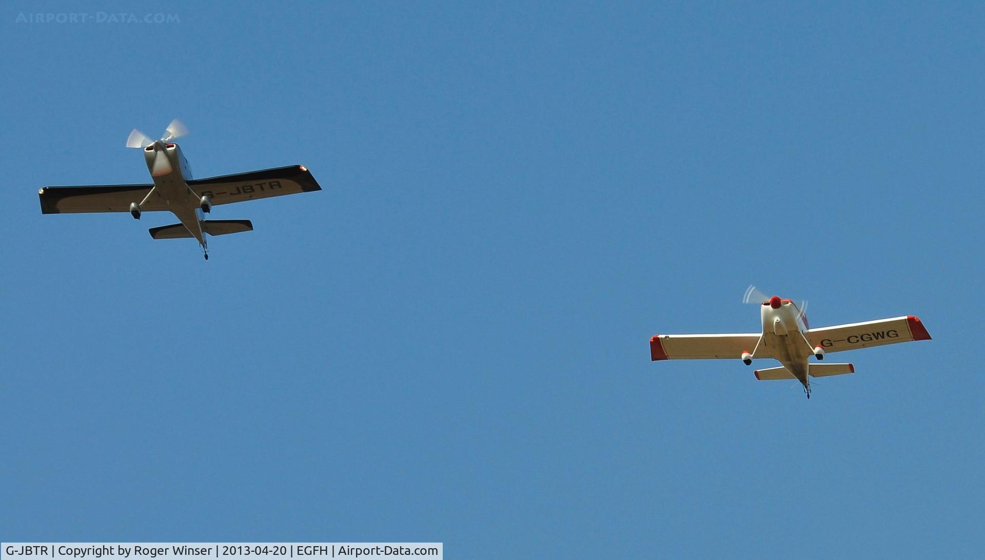 G-JBTR, 2006 Vans RV-8 C/N PFA 303-14562, Visting Vans RV-8 leading resident Vans RV-7 G-CGWG in formation practice.