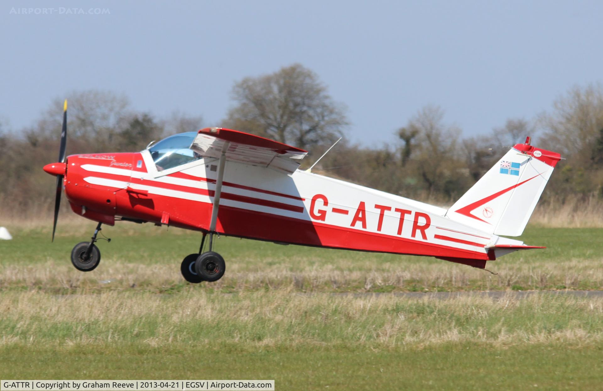 G-ATTR, 1966 Bolkow Bo-208C Junior C/N 612, Departing from Old Buckenham.