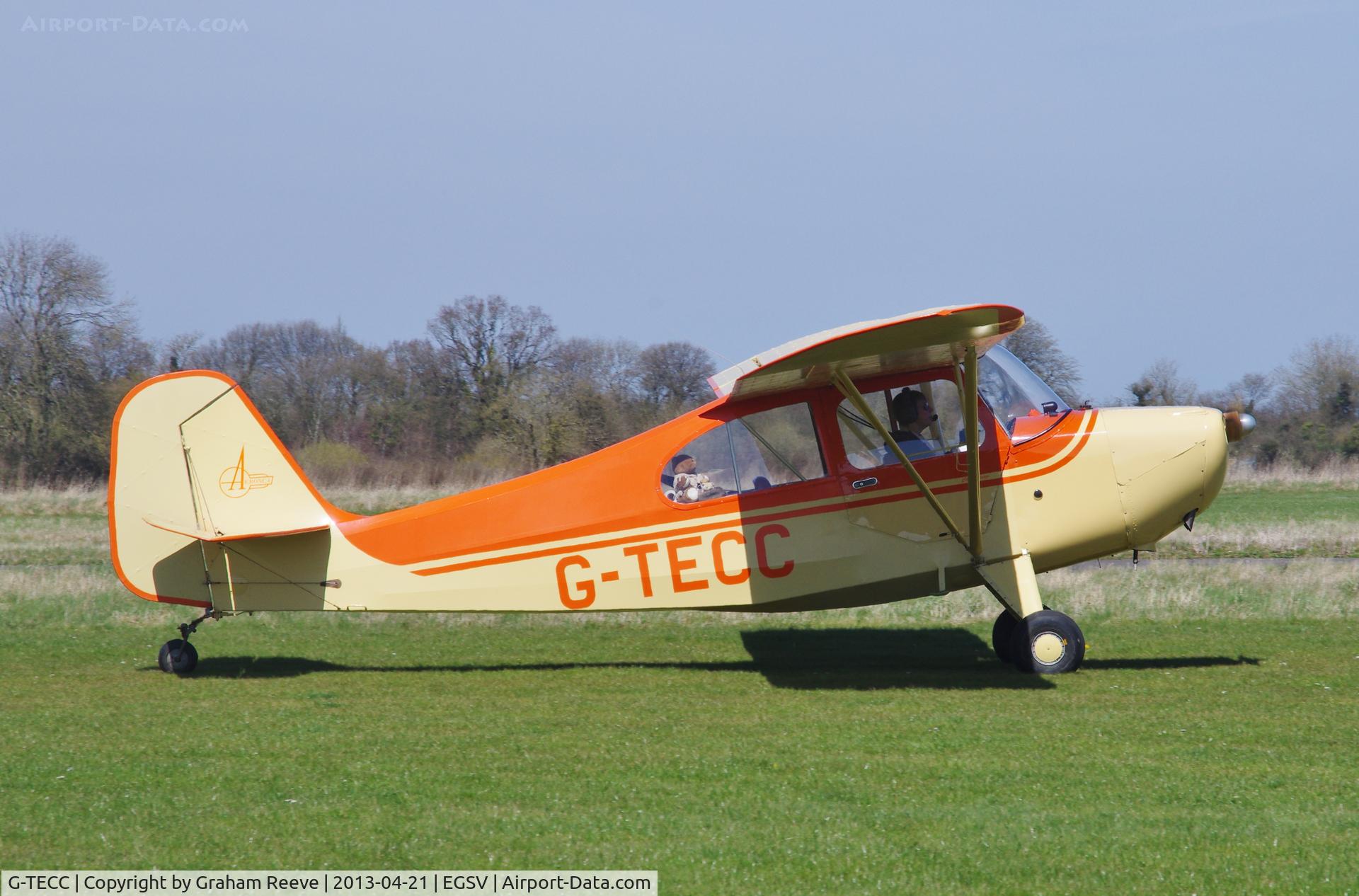 G-TECC, 1946 Aeronca 7AC Champion C/N 7AC-5269, Just landed.