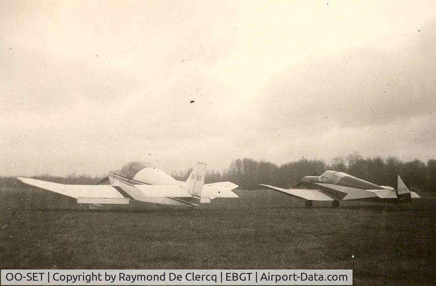 OO-SET, 1964 SAN Jodel D-150 Mascaret C/N 46, Together with Jodel D-112  OO-FNX at Gent in1965