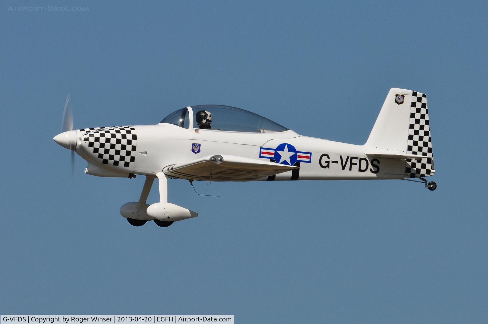 G-VFDS, 2012 Vans RV-8 C/N PFA 303-14637, Resident Vans RV-8 departing Runway 22 at Swansea Airport.