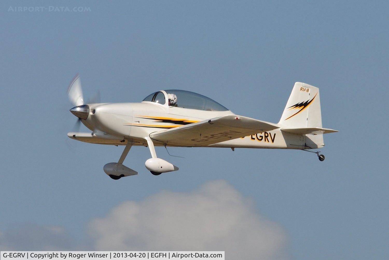 G-EGRV, 2007 Vans RV-8 C/N PFA 303-13639, Resident Vans RV-8 departing Runway 22.