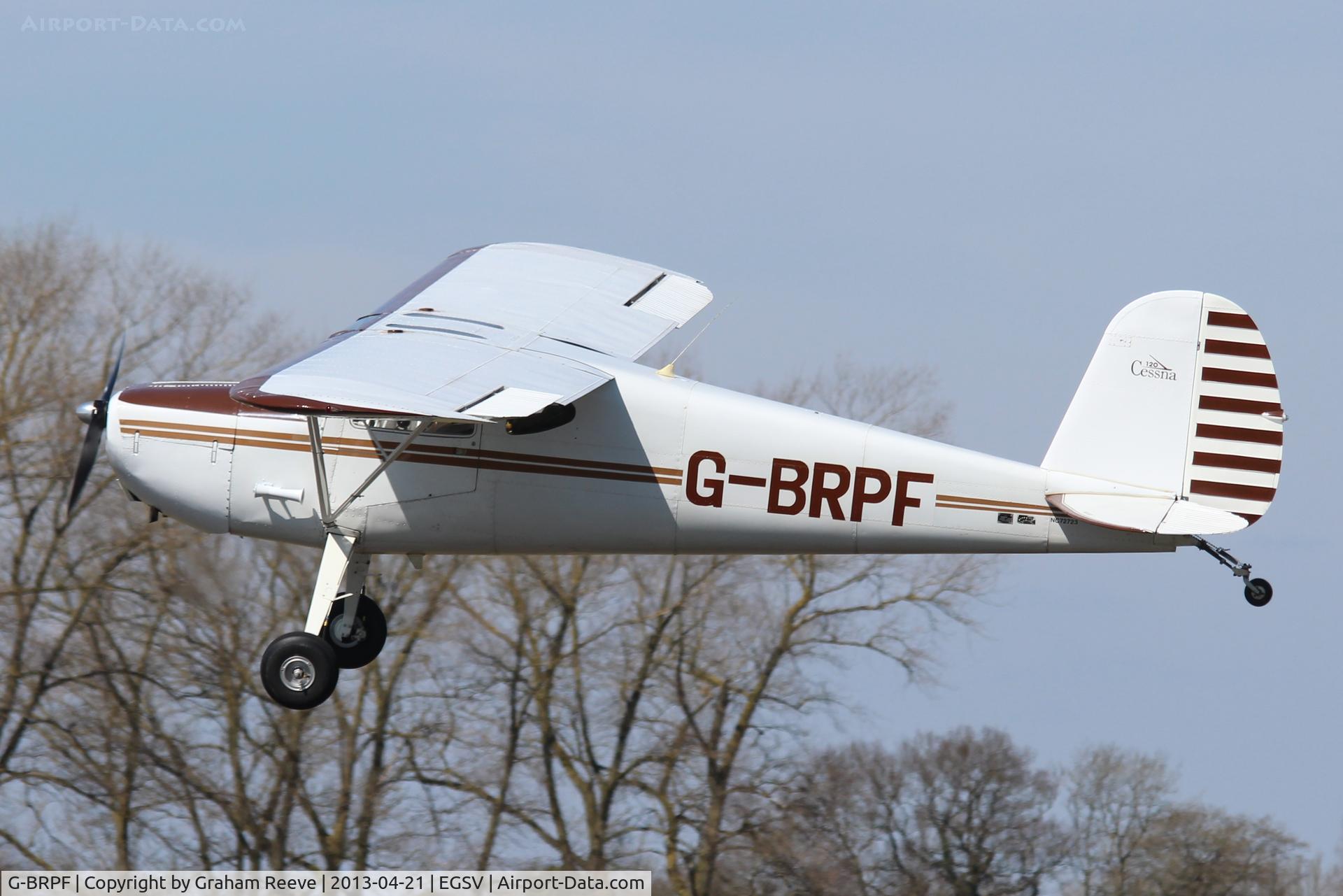 G-BRPF, 1946 Cessna 120 C/N 9902, Departing form Old Buckenham.