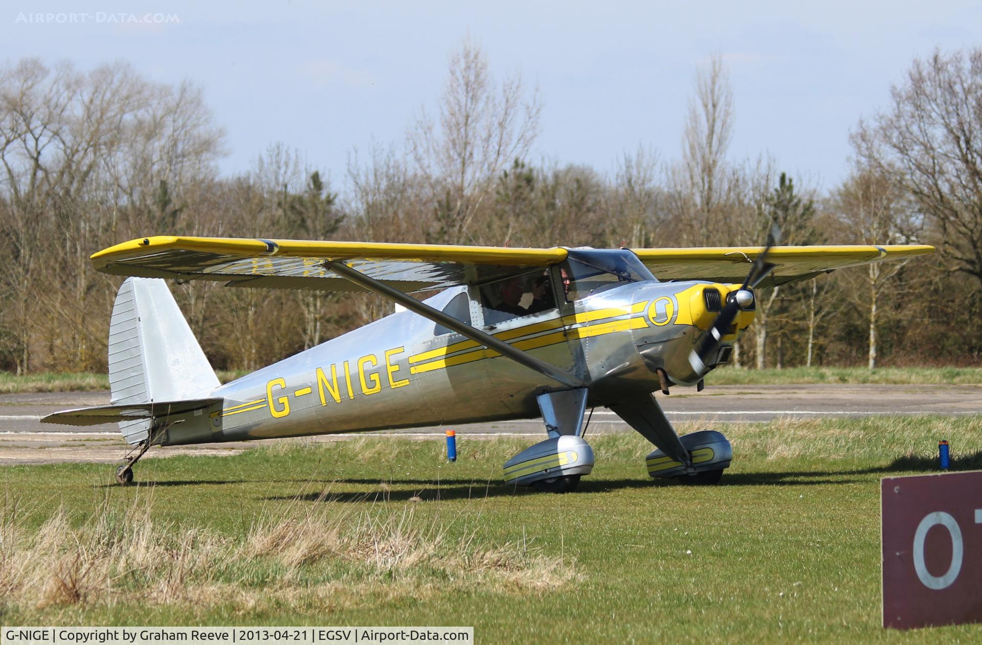 G-NIGE, 1946 Luscombe 8E Silvaire C/N 3525, Just landed.