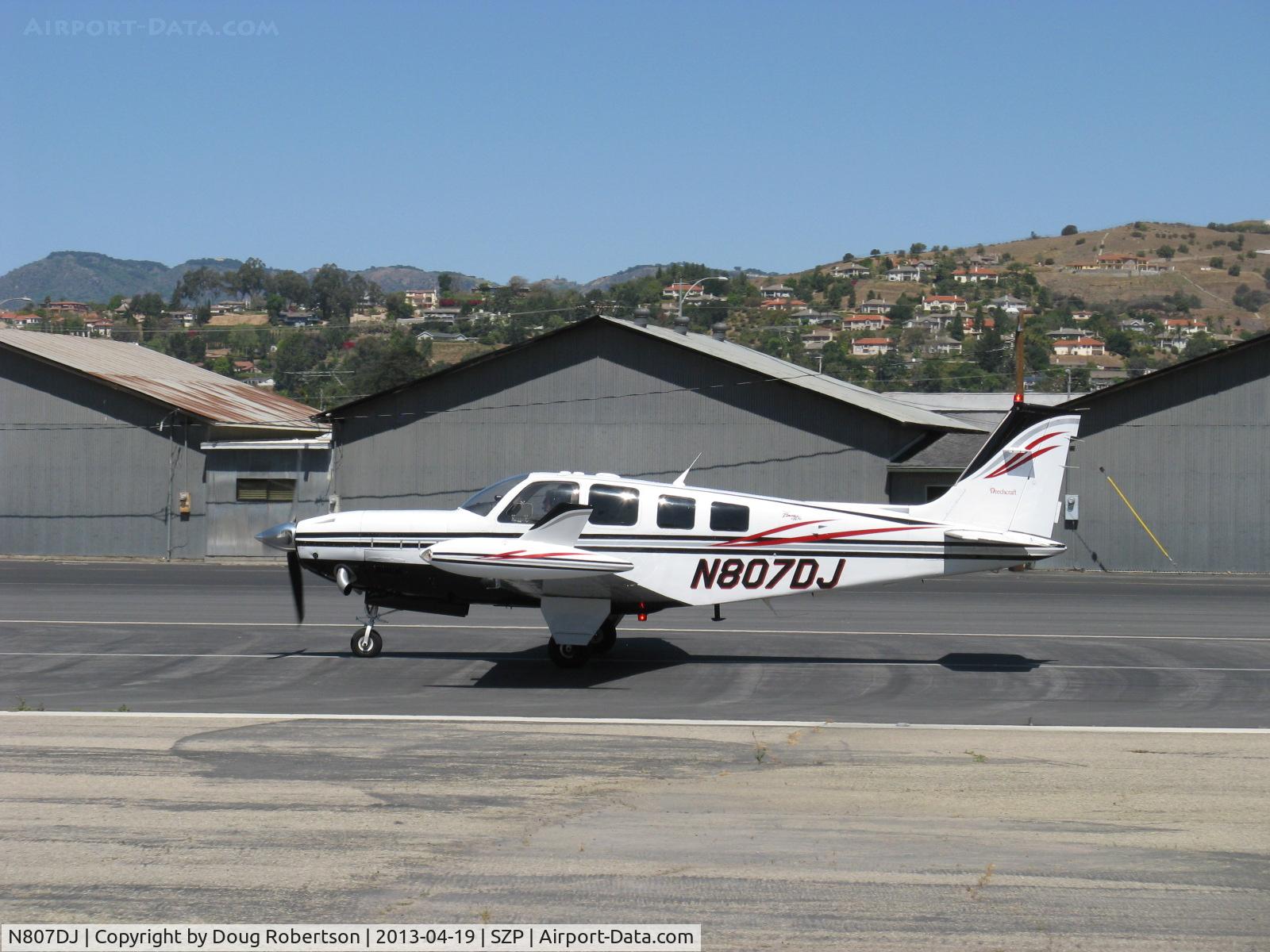 N807DJ, 2001 Raytheon Aircraft Company A36 Bonanza C/N E-3371, 2001 Raytheon Beech A36 BONANZA, Continental IO-550-B 300 Hp, takeoff roll Rwy 22