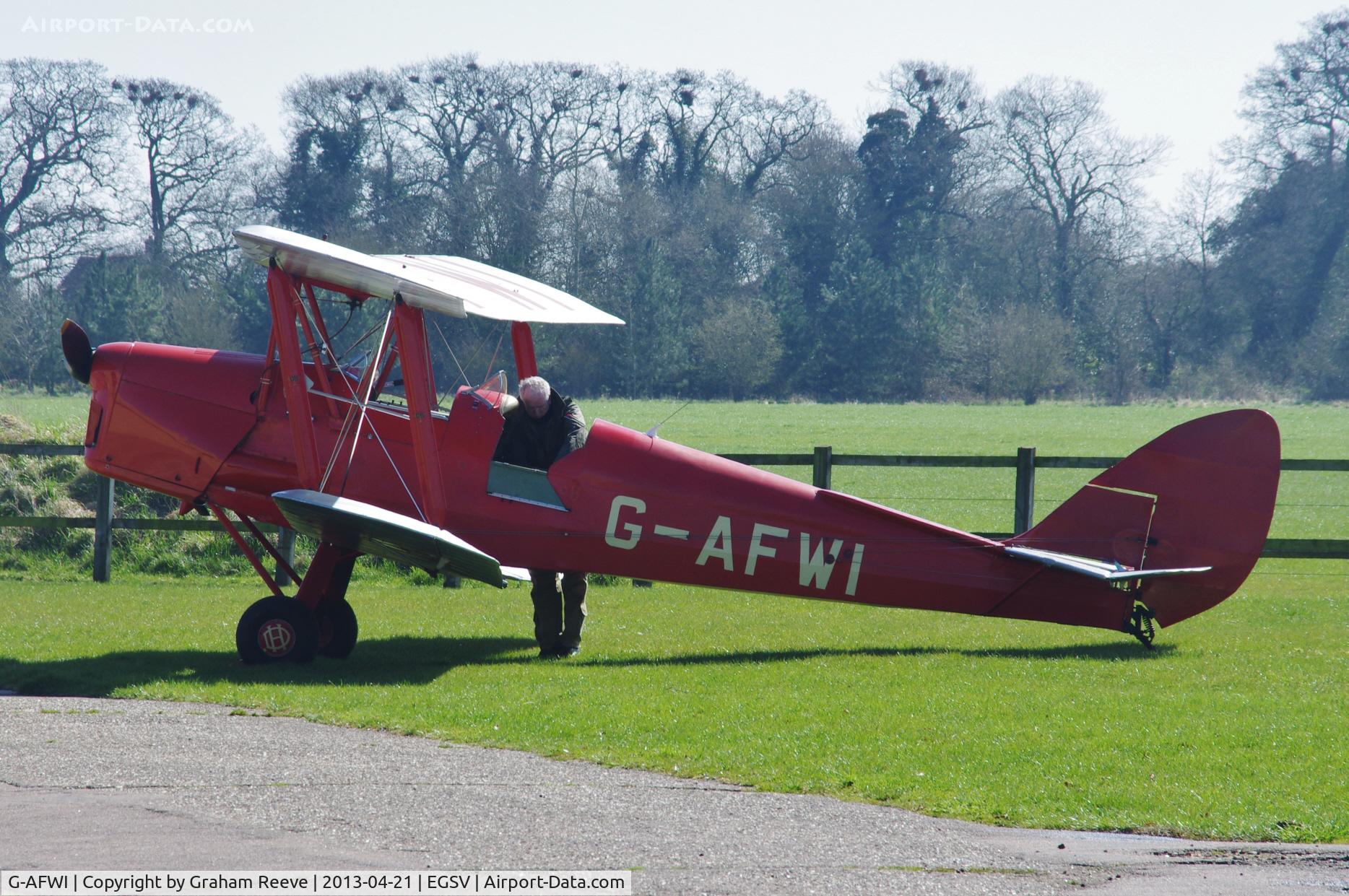 G-AFWI, 1939 De Havilland DH-82A Tiger Moth II C/N 82187, Parked at Old Buckenham.
