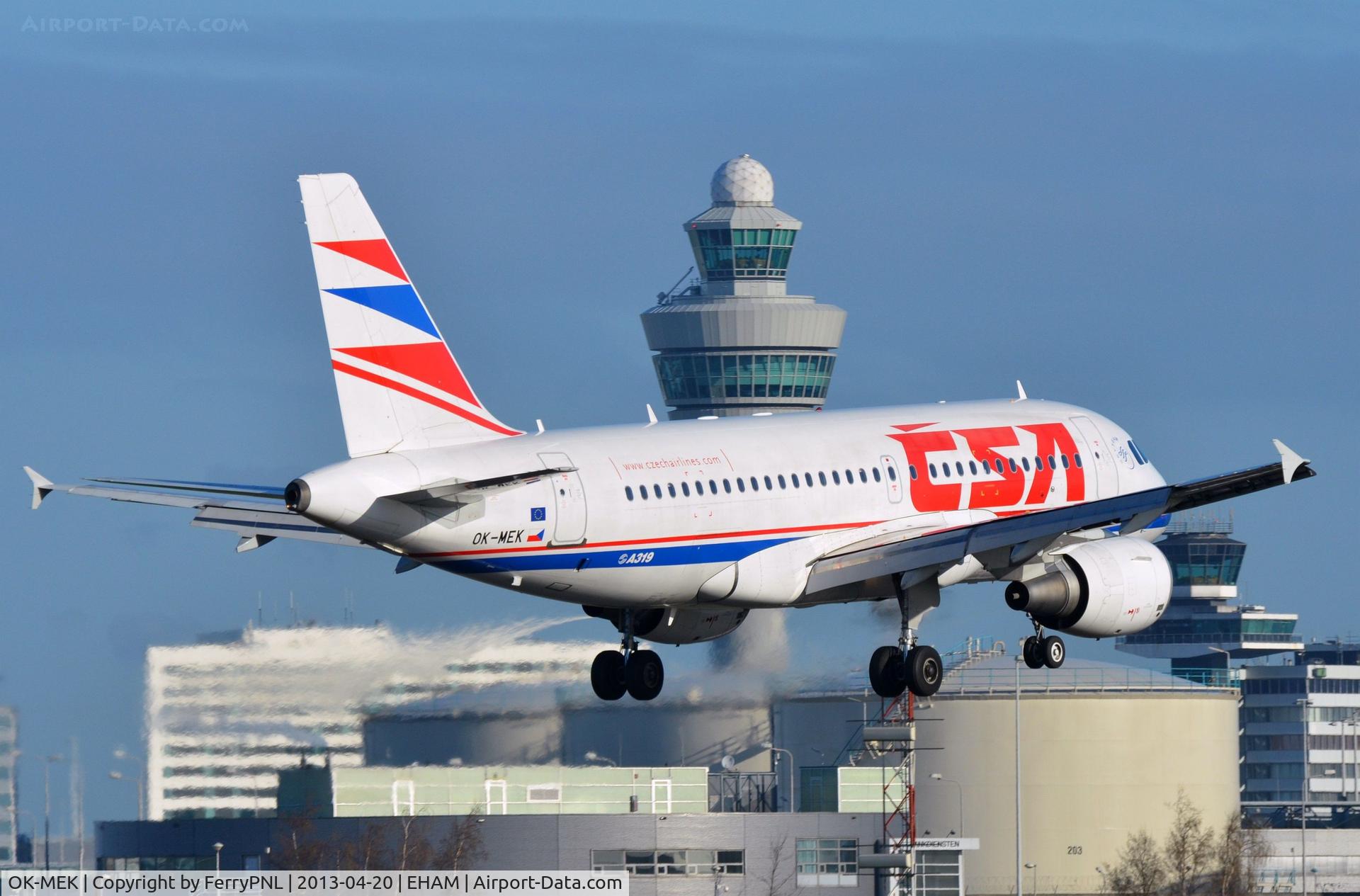 OK-MEK, 2007 Airbus A319-112 C/N 3043, CSA A319 landing in AMS