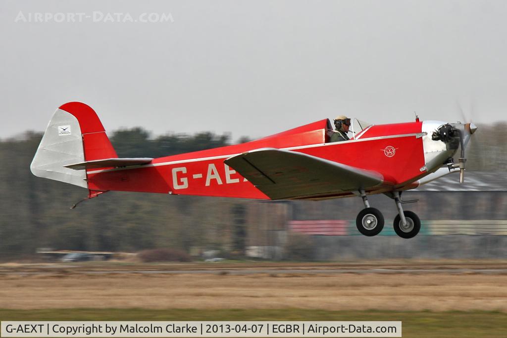 G-AEXT, 1937 Dart Kitten II C/N 123, Dart Kitten II at The Real Aeroplane Club's Spring Fly-In, Breighton Airfield, April 2013.