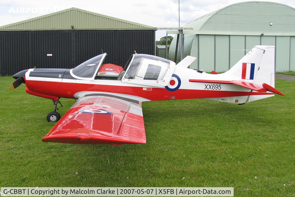 G-CBBT, 1975 Scottish Aviation Bulldog T.1 C/N BH120/344, Scottish Aviation Bulldog T.1 at Fishburn Airfield, May 2007.