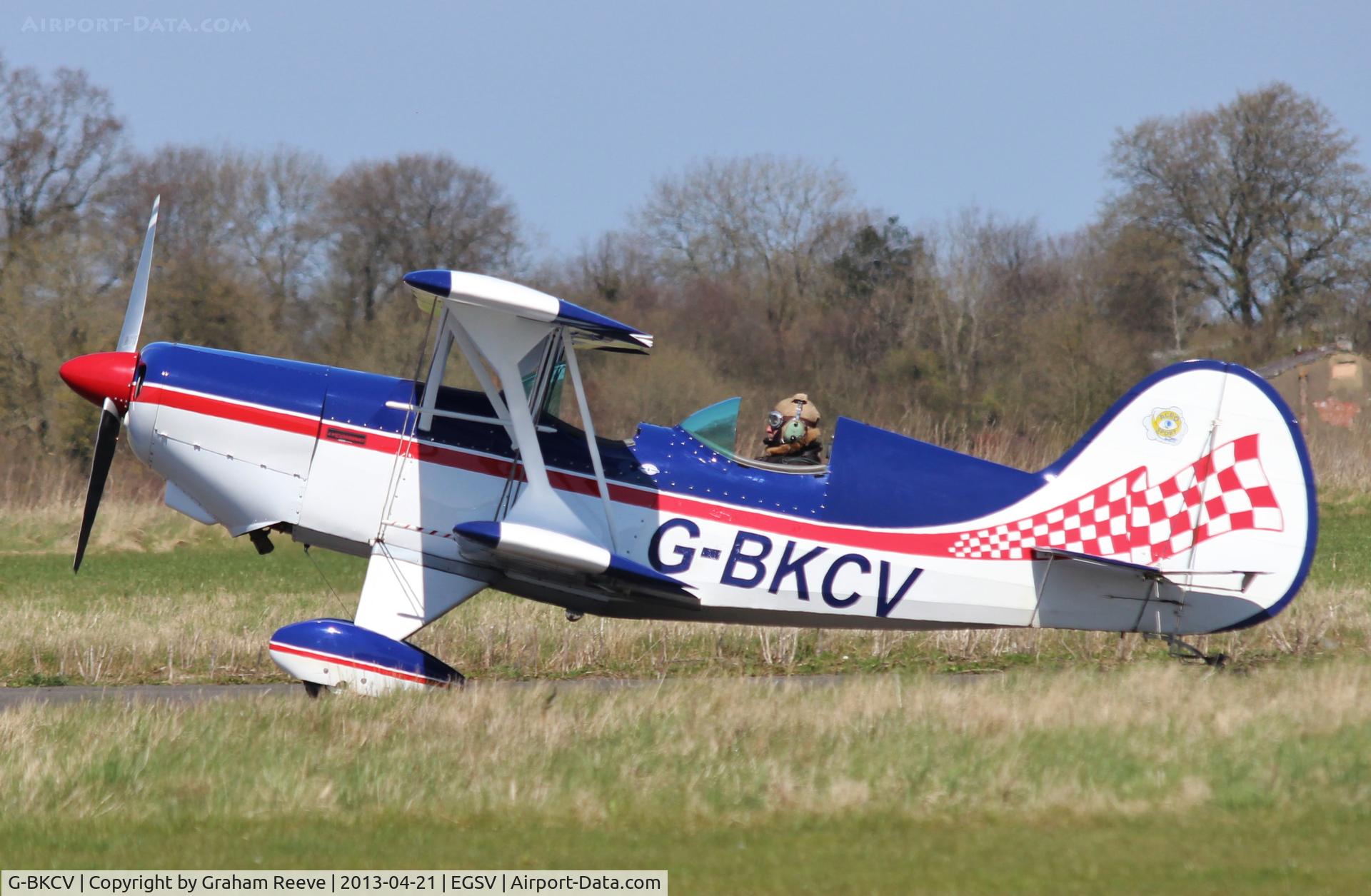 G-BKCV, 1990 EAA Acro Sport II C/N PFA 072A-10776, Just landed.