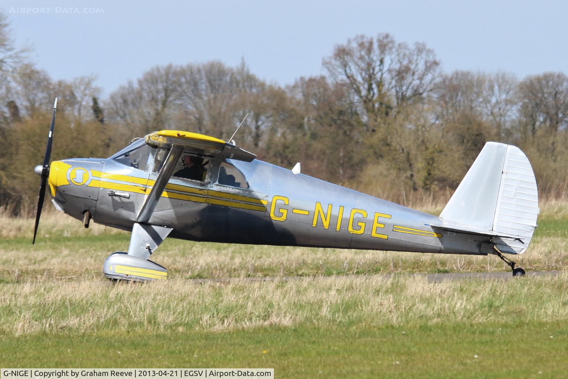 G-NIGE, 1946 Luscombe 8E Silvaire C/N 3525, Just landed.