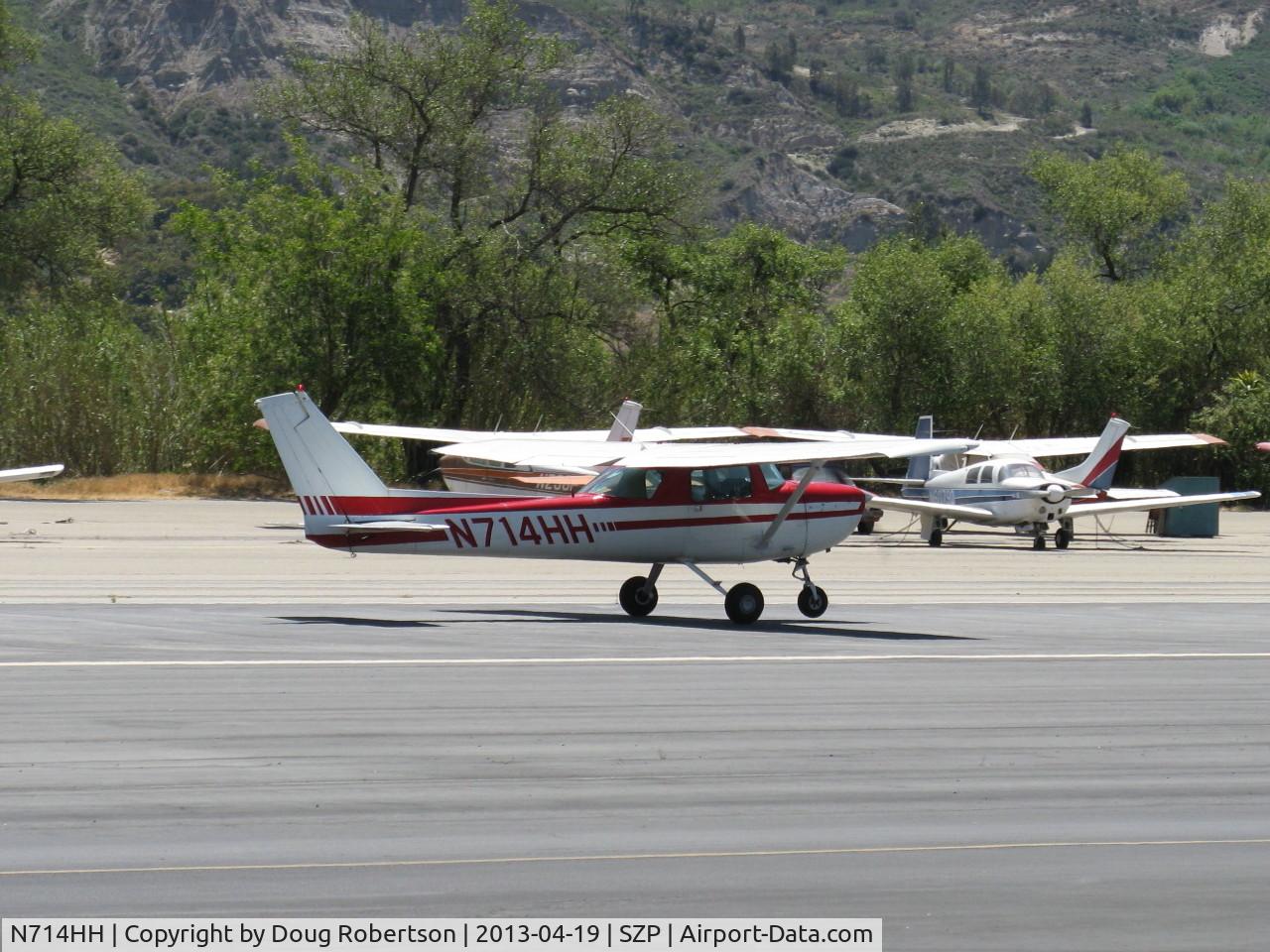 N714HH, 1977 Cessna 150M C/N 15079185, 1977 Cessna 150M, Continental O-200 100 Hp, takeoff roll Rwy 22