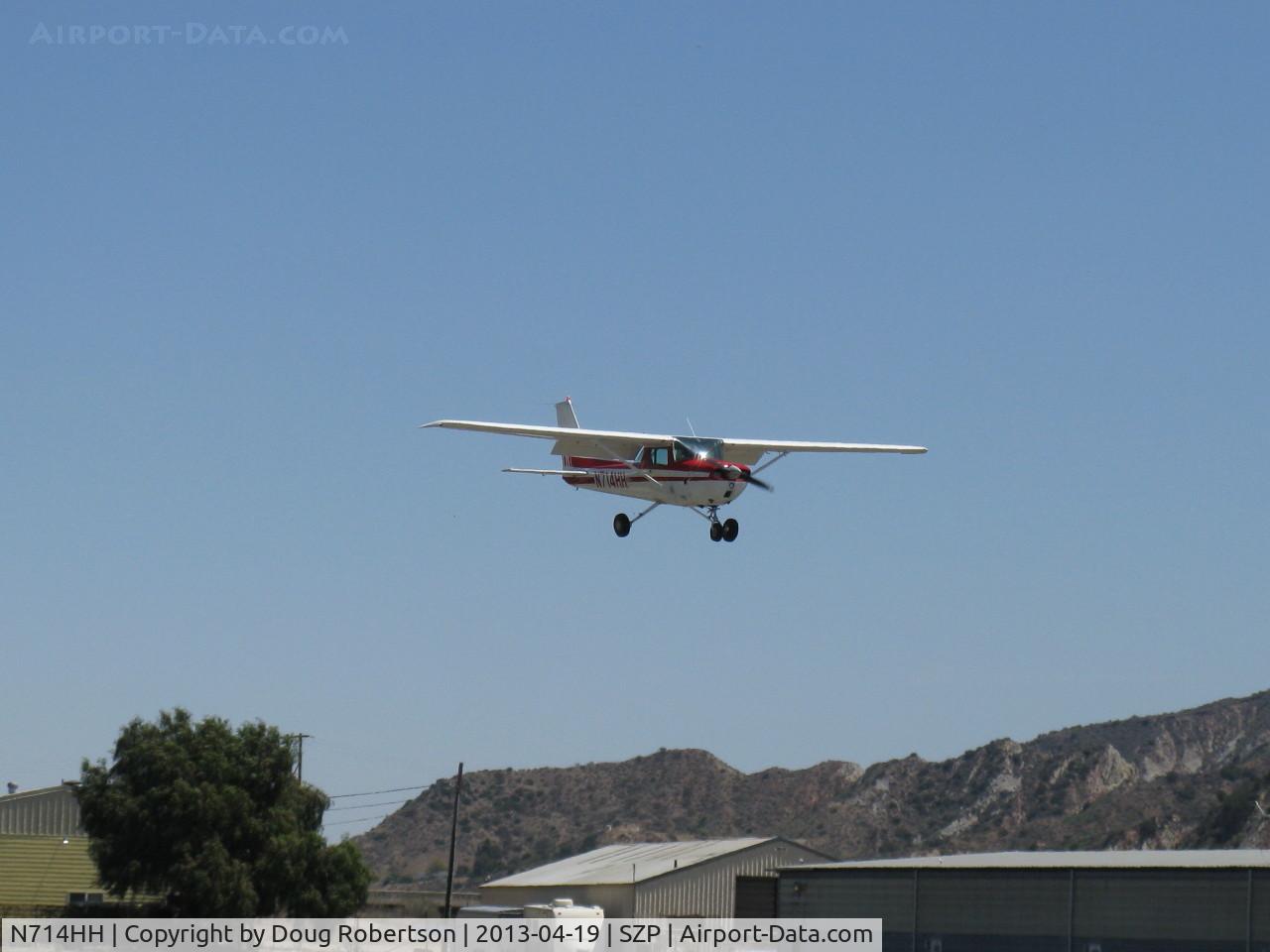 N714HH, 1977 Cessna 150M C/N 15079185, 1977 Cessna 150M, Continental O-200 100 Hp, on final Rwy 22
