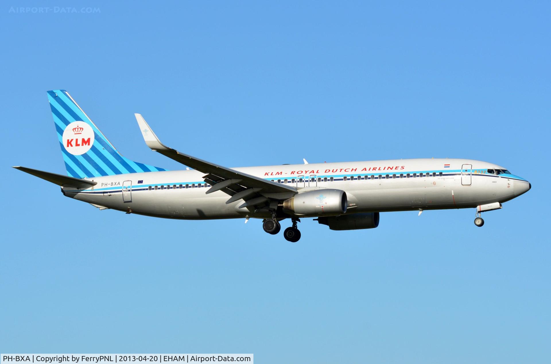PH-BXA, 1998 Boeing 737-8K2 C/N 29131, KLM retro B738 arriving at base.