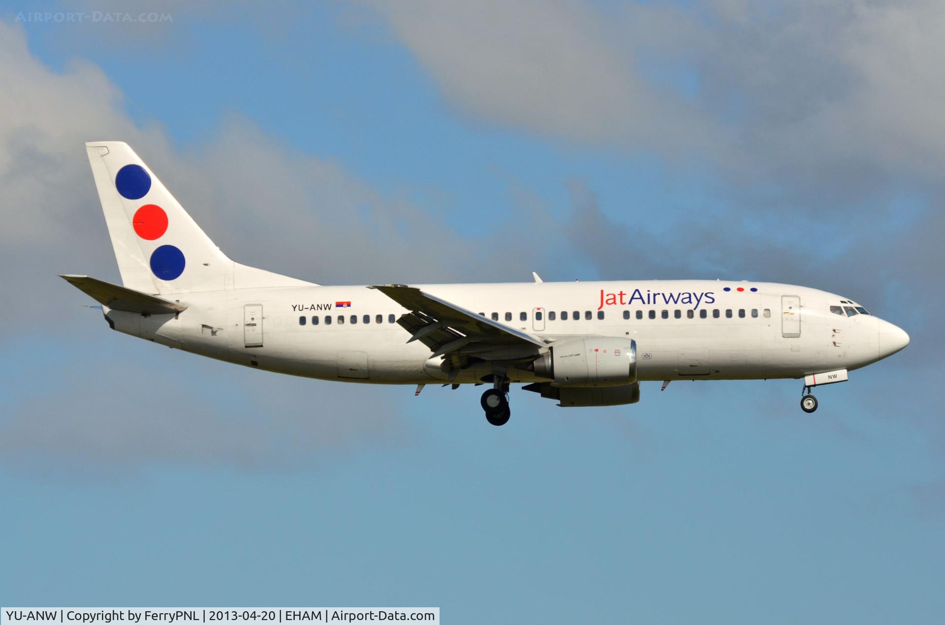 YU-ANW, 1988 Boeing 737-3H9 C/N 24141, JAT B733 landing