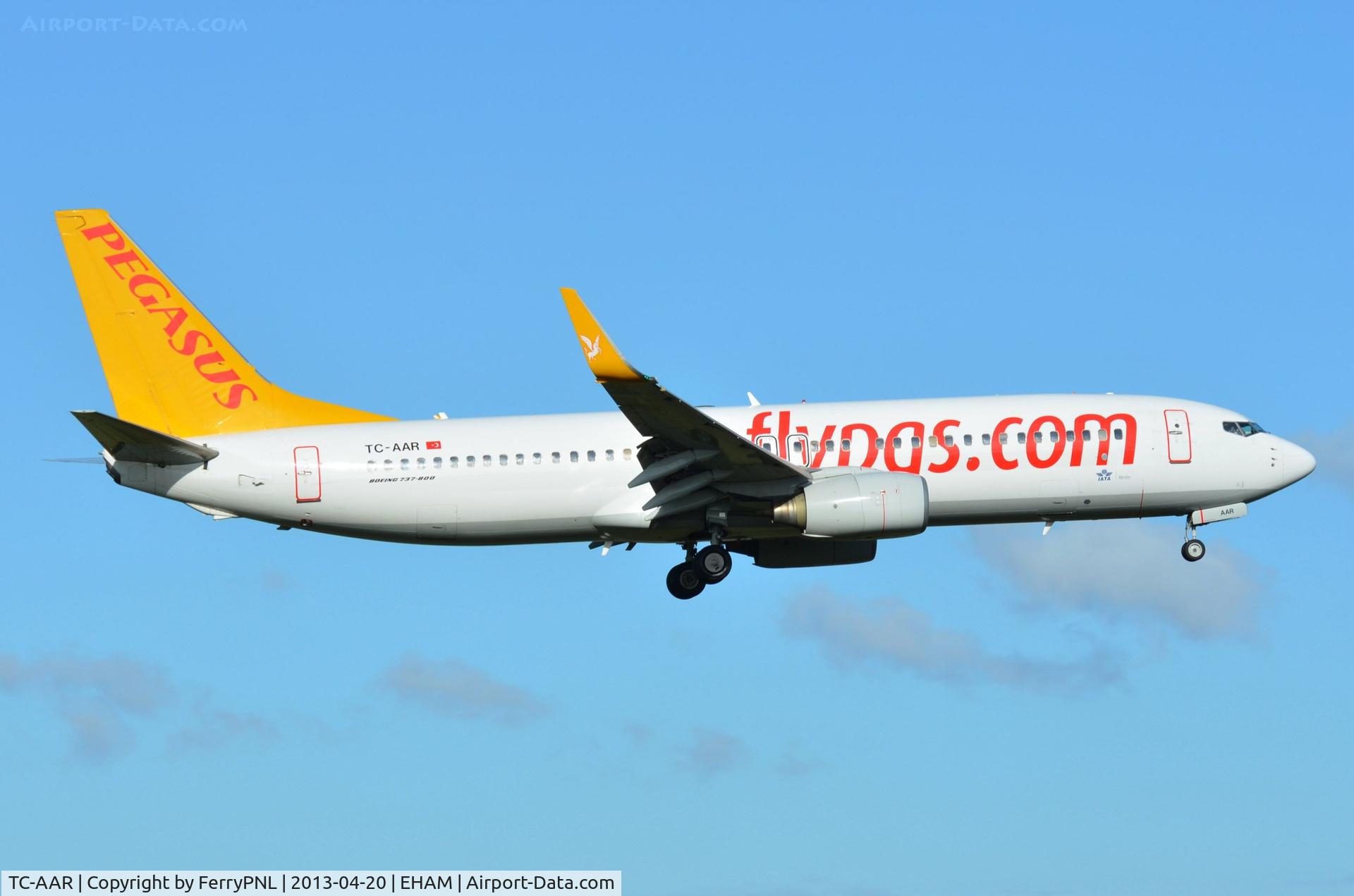 TC-AAR, 2000 Boeing 737-86N C/N 28624, Pegasus B738 landing in AMS