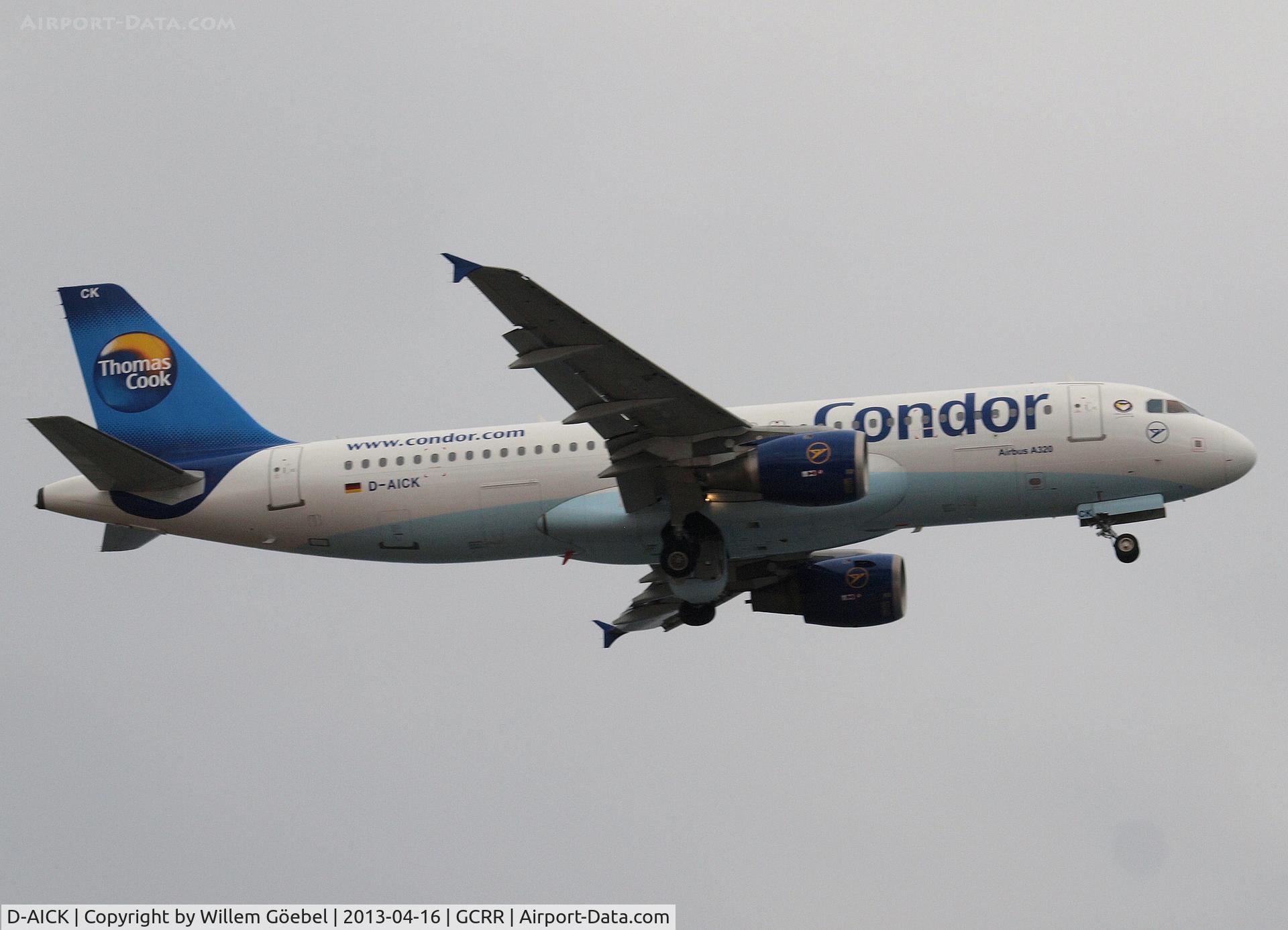 D-AICK, 2001 Airbus A320-212 C/N 1416, Take off from Lanzarpote Airport
