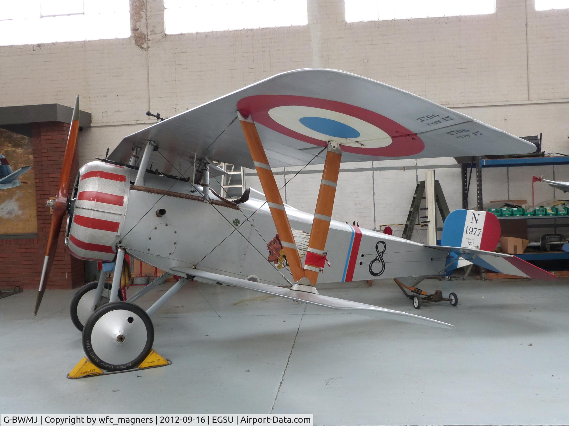 G-BWMJ, 1981 Nieuport 17 Scout Replica C/N PFA 121-12351, Hangared at Duxford.