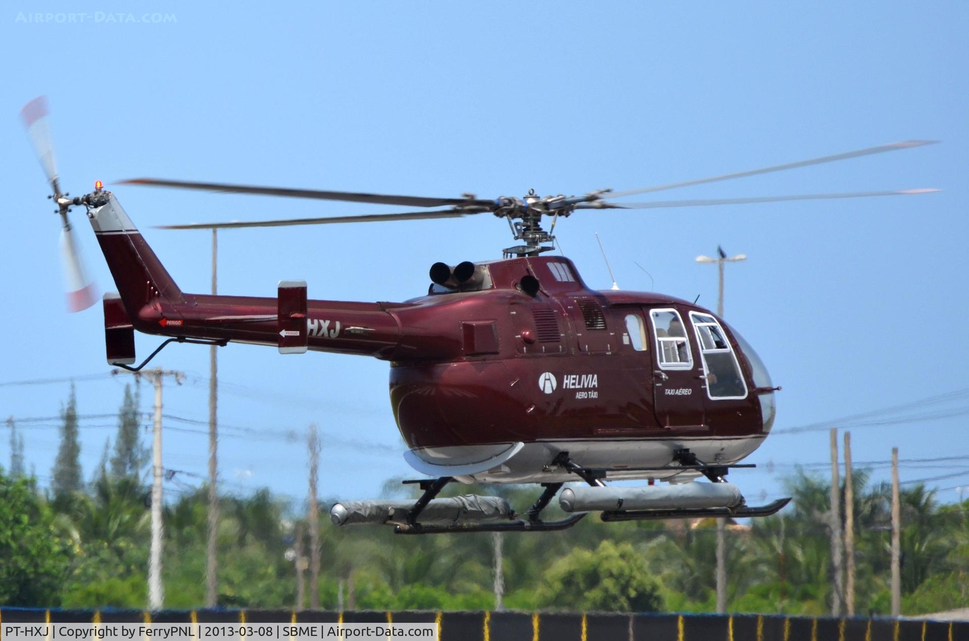 PT-HXJ, 1990 Eurocopter Bo-105CBS-4 C/N S-836, BO105 of Helivia taking-off from MEA