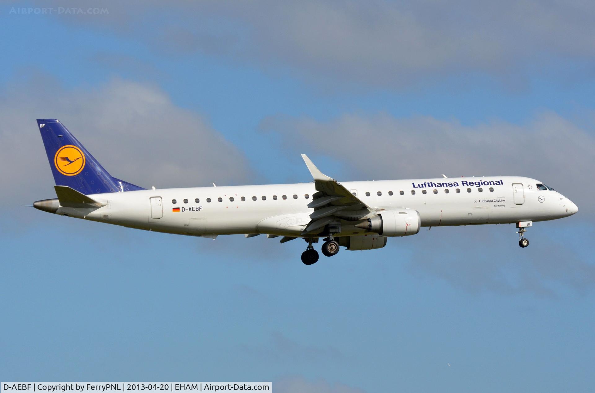 D-AEBF, 2011 Embraer 195LR (ERJ-190-200LR) C/N 19000411, LHC ERJ195 landing